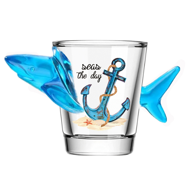 Custom Logo Beach Souvenir Ocean Animal Shaped Shot Glass Novelty Shark Shot Glass
