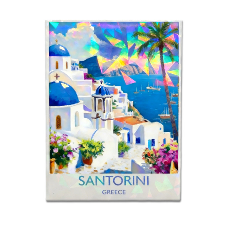 Customized Logo Printed Shiny Rectangle Photo Holographic Tin Magnet Slovenia Souvenir Maribor Fridge Magnet