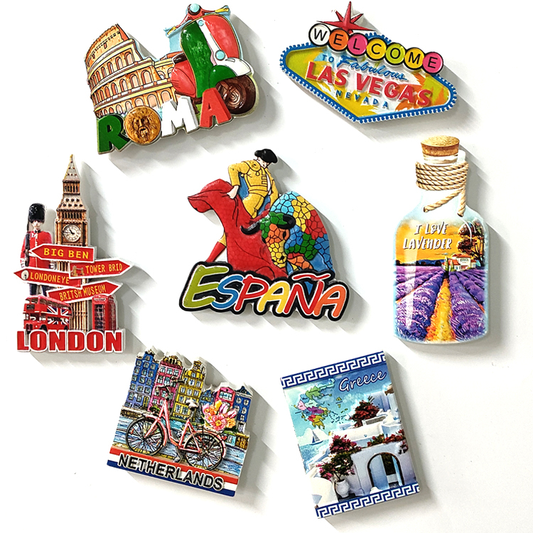 Factory Custom Logo 3d Printing Country Cities Tourist Souvenir Resin Fridge Magnet