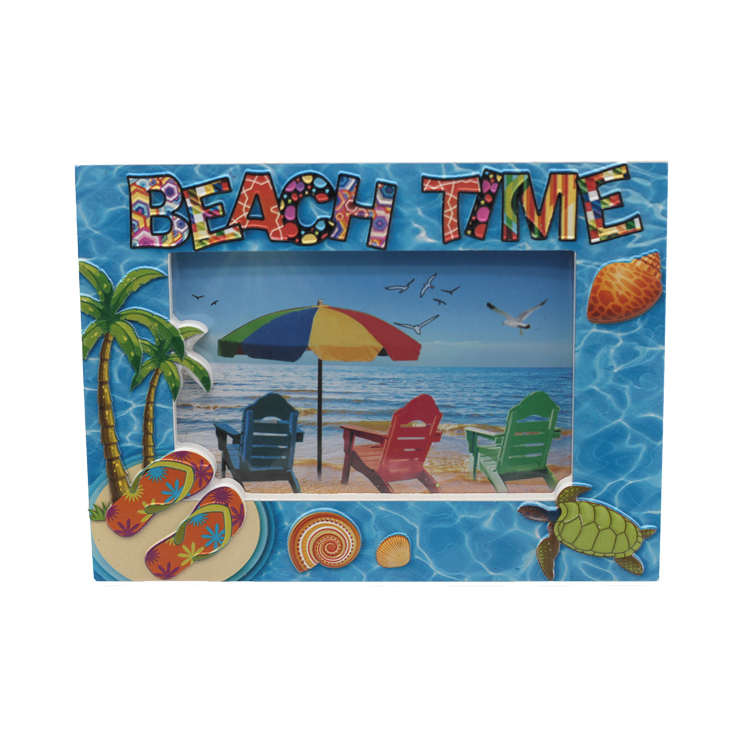 Custom Logo Beach Tourist Souvenir Wood Picture Photo Frame For Home Decor