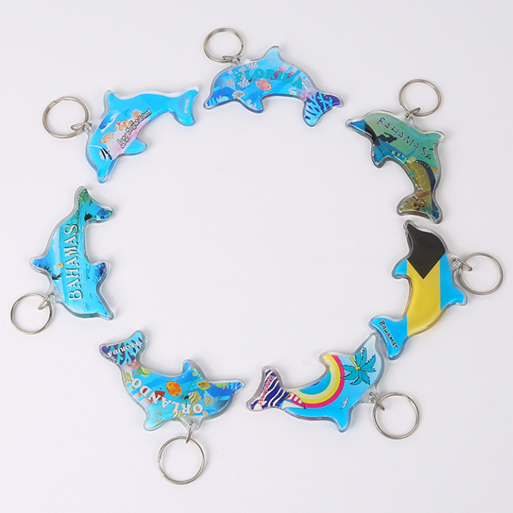 Wholesale Customized Promotion Gift Beach Souvenir Acrylic Turtle Dolphin Keychain