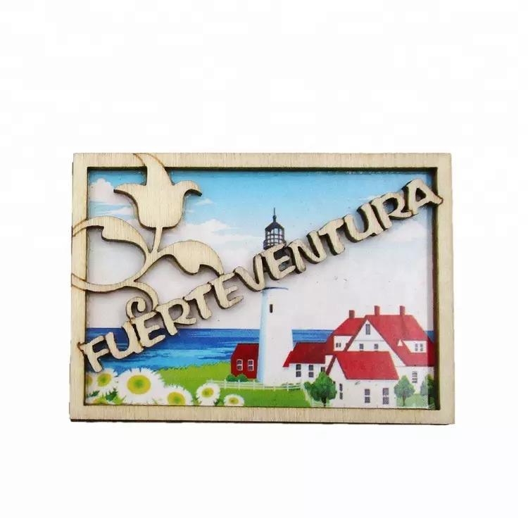 Custom Shape MDF Wooden Laser Engraved Fridge Magnet for Souvenir