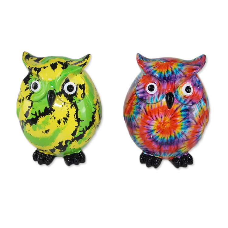 Wholesale Custom Resin Small Colorful Owl Figurines Statue Decoration for Home Decor