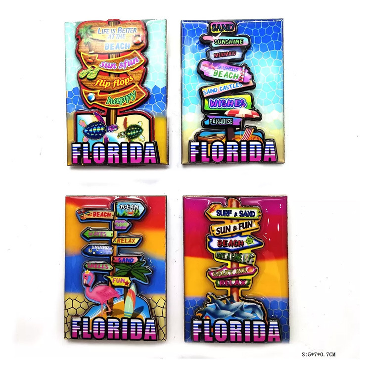 Wholesale Wood Tourist Souvenir Hawaii Miami Beach Florida Souvenirs Fridge Magnet