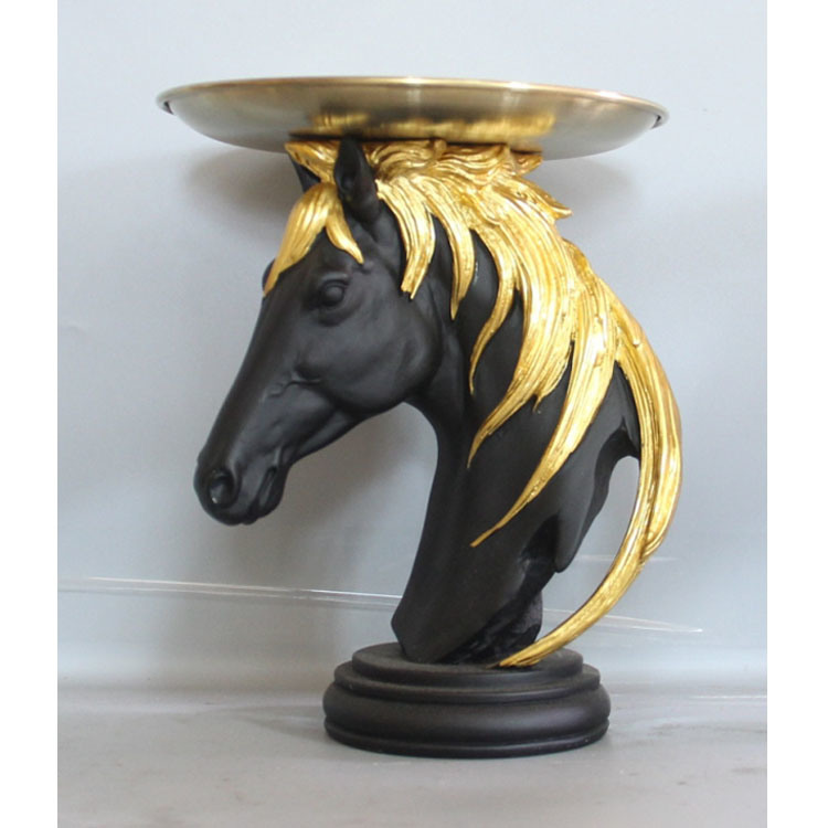 Luxury Gold Horse Statue Desktop Home Decorative Resin Tray