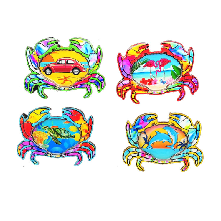 Factory Wholesale Custom Shape MDF Fridge Magnet Epoxy Wood Beach Souvenir Crab Magnet