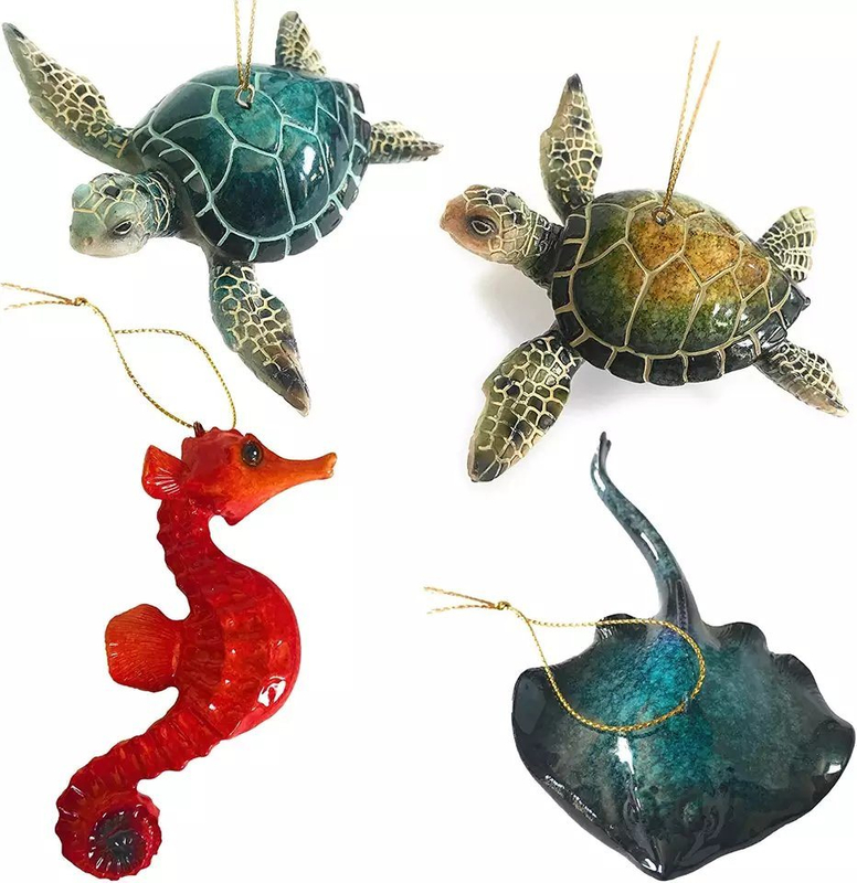 Factory Wholesale Resin Marine Ocean Animals Tropical Beach Souvenir Sea Turtle Christmas Tree Hanging