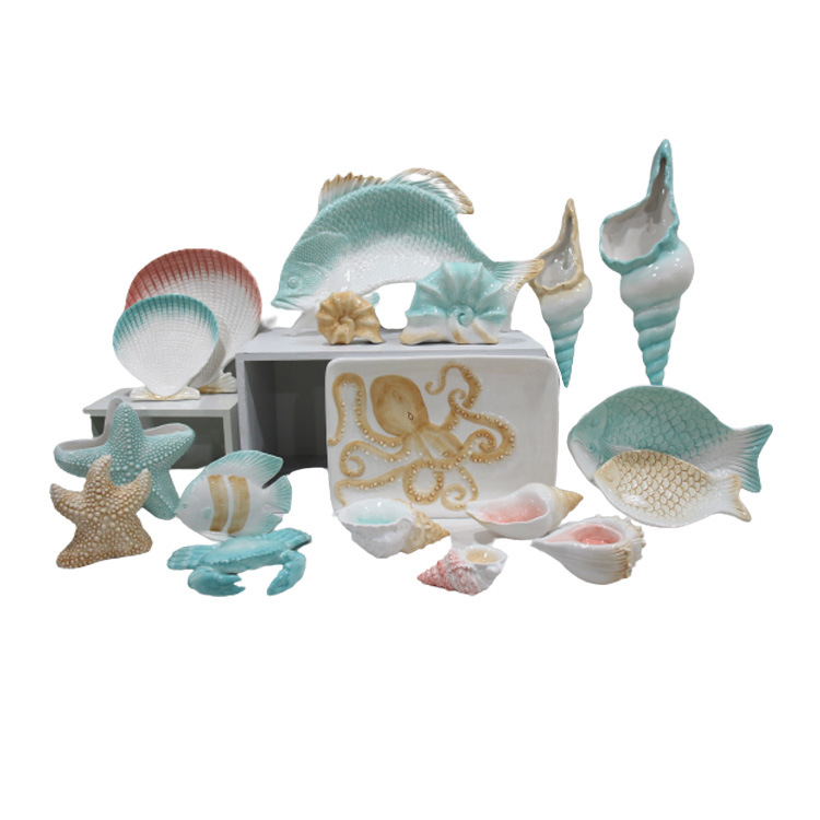 Modern Unique Shape Ocean Home Decorative Ceramic Fish Plate