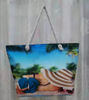 Customized Digital Printing Canvas Lady Leisure Vacation Tourist Souvenir Beach Shell Tote Bag