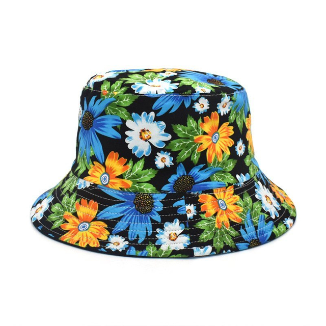 Wholesale Beach Souvenir Hawaii Tropical Flower Floral Printing Bucket Hat