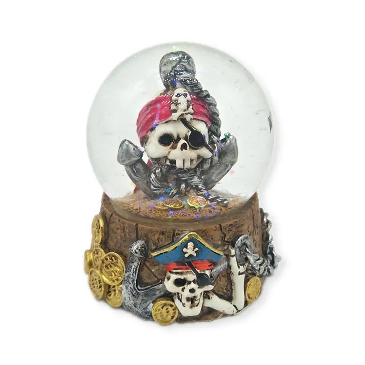 Wholesale Custom Resin Skull Pirate Souvenir Halloween Snow Globe