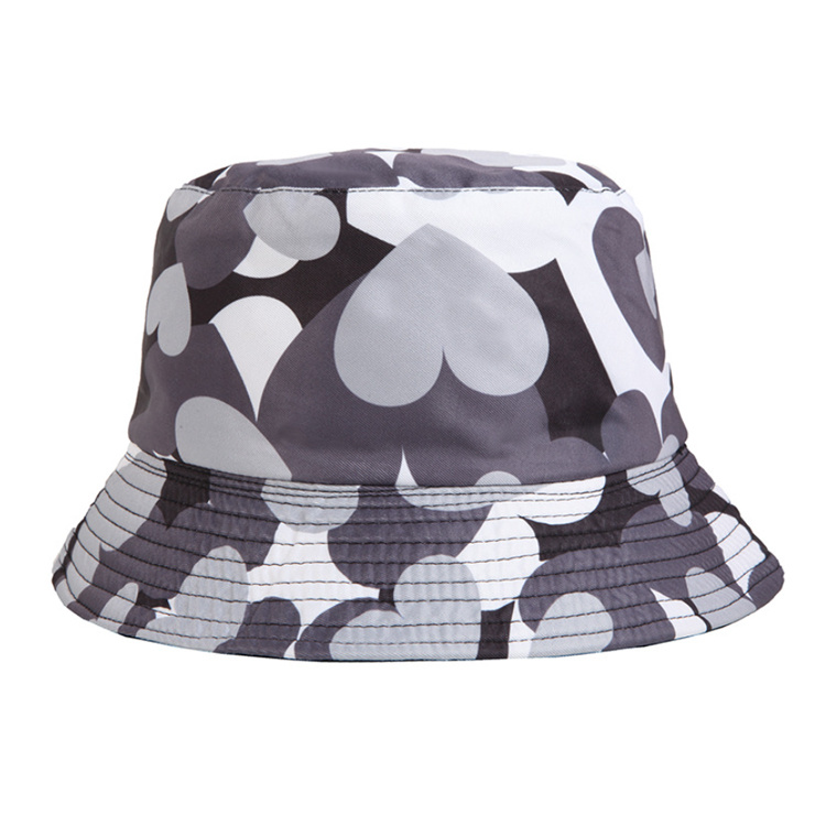 Summer Beach Sun Hat Colorful Heart Printed Camouflage Bucket Hat