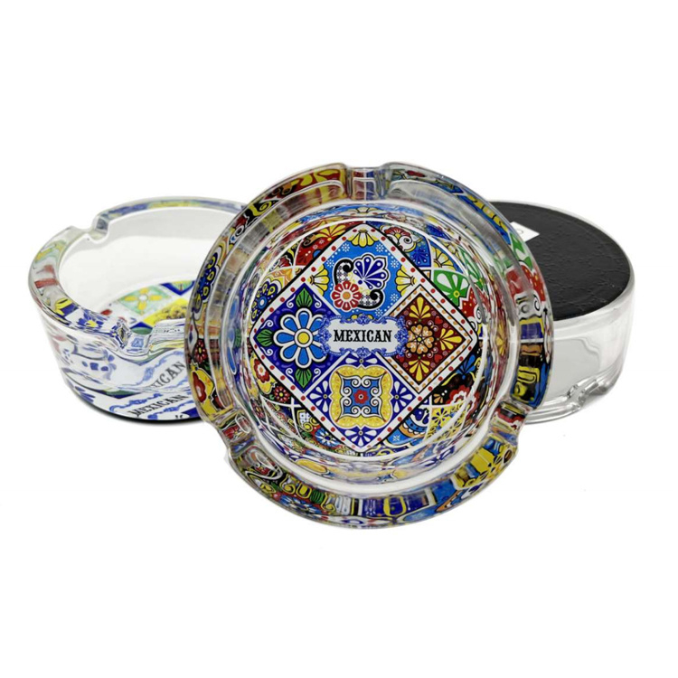 Wholesale Home Decorative Souvenir Gift Mini Portable Modern Glass Ashtray Custom