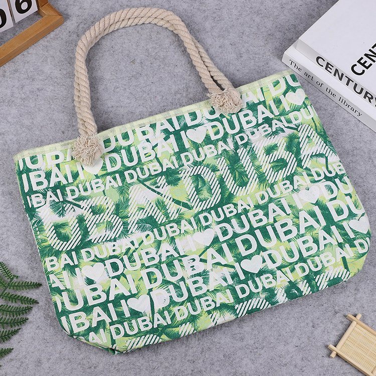 Custom 3D Letter Logo Women Canvas Tote Bag Souvenir Dubai Beach Bag