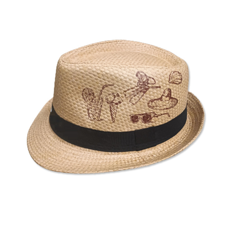 Custom Print Logo Summer Beach Sun Men Panama Straw Hats