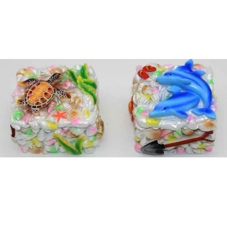 Wholesale Custom Ocean Animal Shape Shell Beach Souvenir Resin Turtle Trinket Box