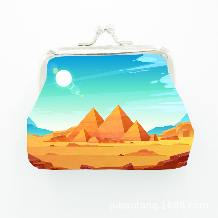 Custom Print Mini PU Pyramid Egypt Souvenir Coin Purse for Travel Gift