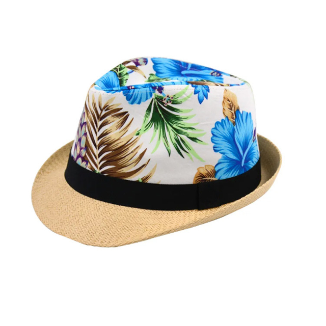 Wholesale Custom Printing Flower Fedora Hat Summer Floral Straw Bucket Hat