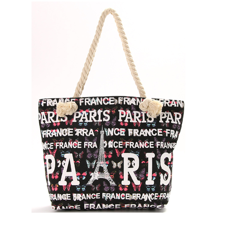 Custom Printing Women Handbag Eiffel Tower Paris France Souvenir Tote Bag