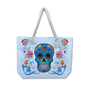 Custom Canvas Printing Women Mexico Souvenir Halloween Skull Beach Tote Bag