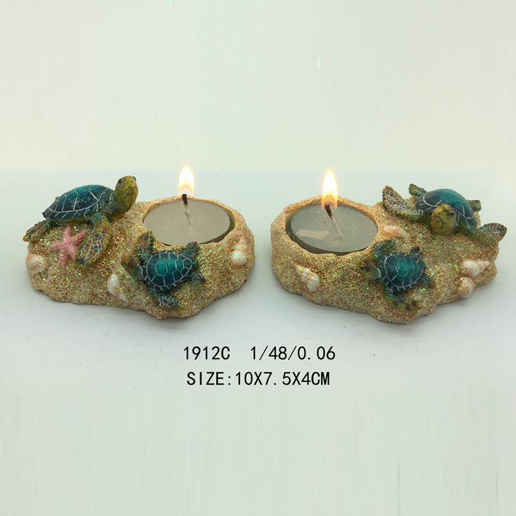 Customized Logo Home Decor Tourist Souvenir Resin Sea Turtle Candle Holder