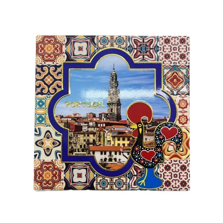 Custom 3D Embossed Printing Souvenir Porto Lisboa Portugal Ceramic Tiles Coaster