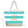 Wholesale Custom Logo Summer Travel Women Rope Handle Tote Bag Trendy Striped Beach Bag with Zipper