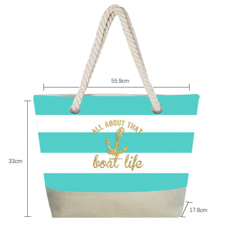 Wholesale Custom Logo Summer Travel Women Rope Handle Tote Bag Trendy Striped Beach Bag with Zipper