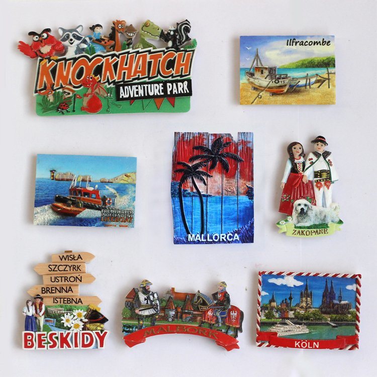 Customized Polyresin Printing Tourist Souvenir 3D Embossed Fridge Magnet