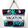 Custom Logo Tropical Printing Canvas Seaside Summer Souvenir Fiji Beach Tote Bag