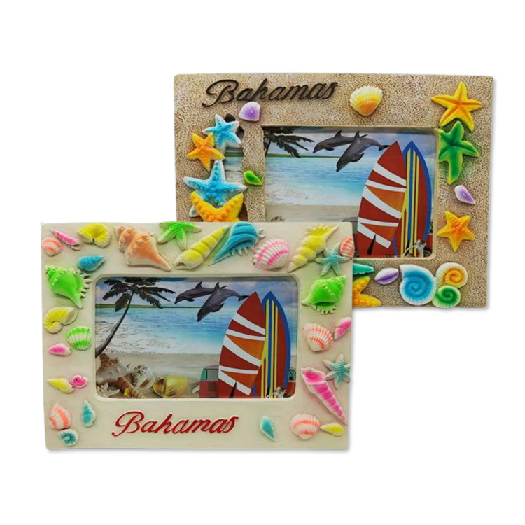 Custom Logo Sea Ocean Beach Picture Frame 4X6 Resin Bahamas Souvenirs Photo Frame