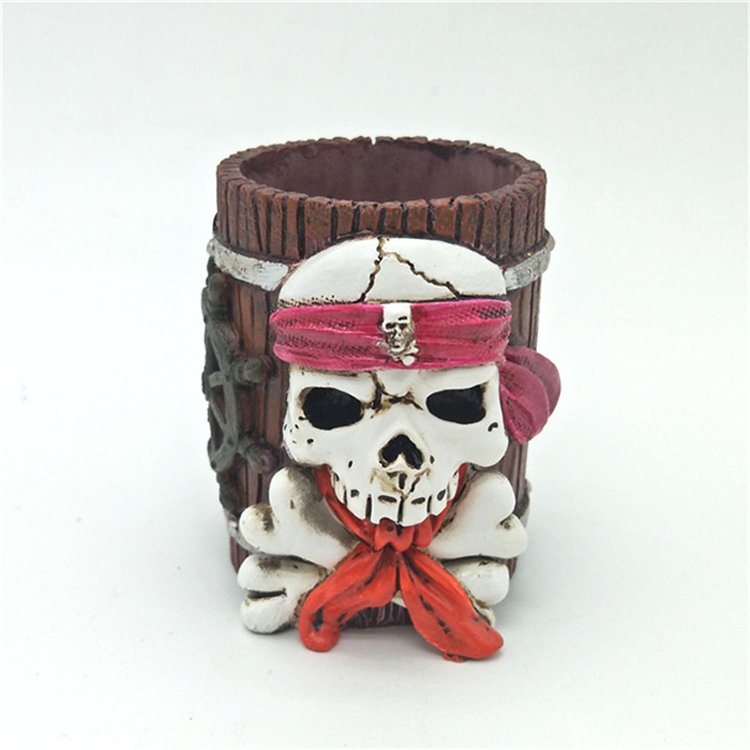 Custom Handmade Tourist Souvenir Skull Polyresin Pen Holder