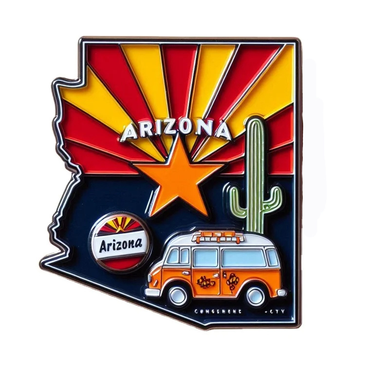 Customized Logo Map Shaped Us Cities Resin Printing Arizona Souvenir Fridge Magnet