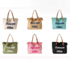 Wholesale Women Canvas Casual Beach Summer Vibes Tassel Tote Bag