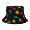 Custom Printed Fashion Fisherman Cap Jamaica Leaf Weed Bucket Hats