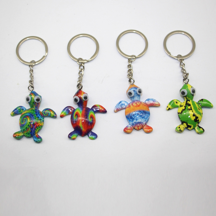 Wholesale New Design Beach Sea Turtle Key Chain Resin Turtle Souvenir Keychain