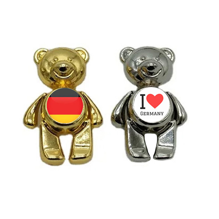 Custom Logo Zinc Alloy Metal Cute Movable Bear Germany Souvenir Keychain