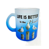 Wholesale Beach Tourist Souvenir Sublimation Custom Logo Gradient Color Frosted Glass Mug