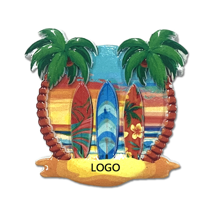 Custom Resin 3D Printing Tropical Beach Coconut Palm Tree Polynesian Souvenirs Fridge Magnet