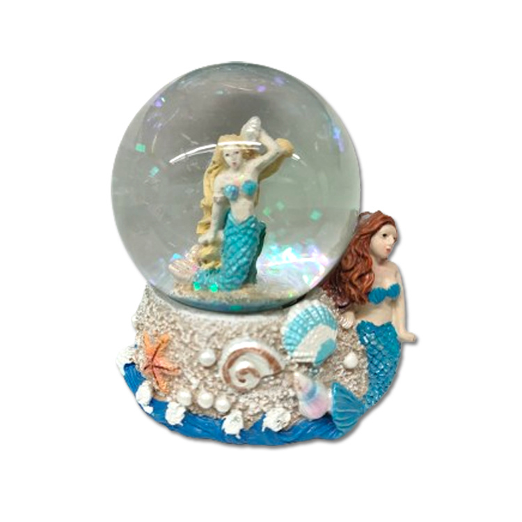 Custom Logo Beach Snow Globe Souvenir Mermaid Water Globe