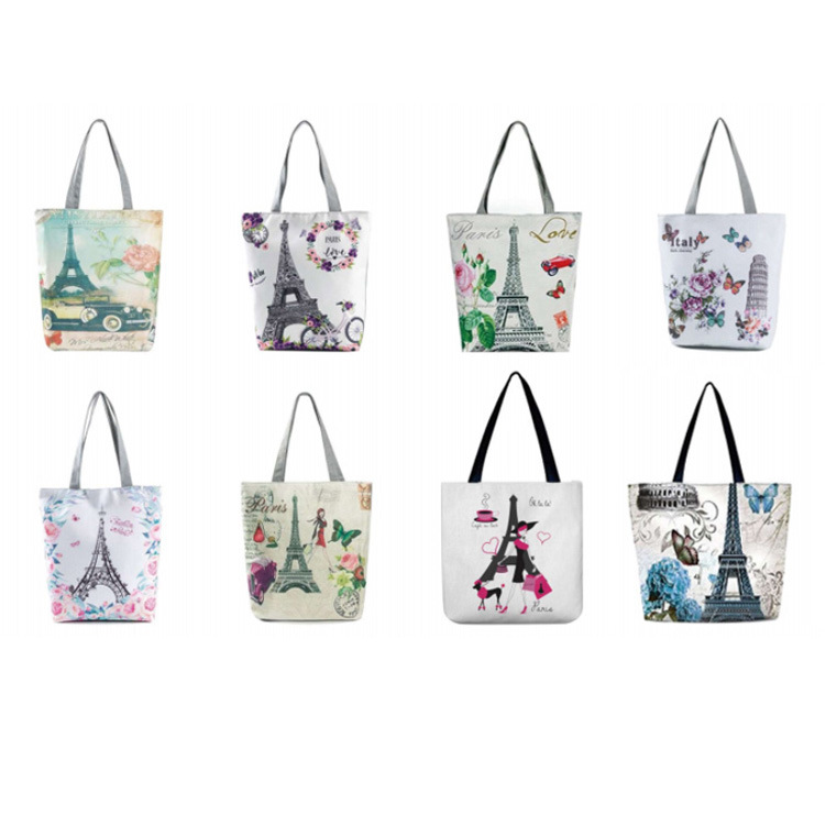 Custom Digital Printing Canvas Women Large Tourist Souvenir Handbag Las Vegas Beach Tote Bag