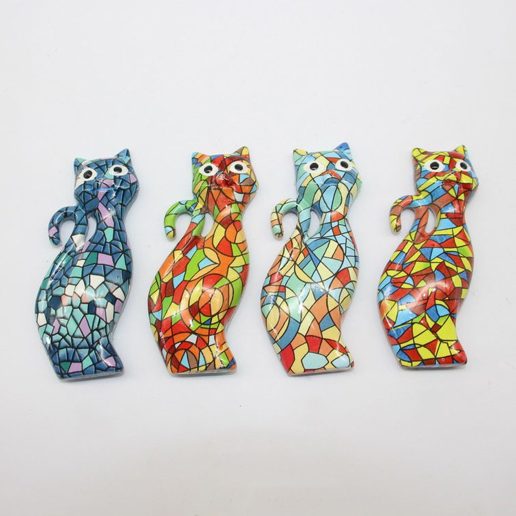 Factory Wholesale New Design Tie Dye Colorful Colors Resin Animal Shape Tourist Souvenir Dog Cat Fridge Magnet