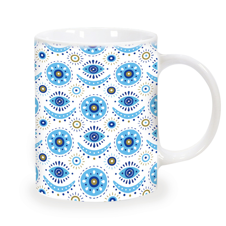 Wholesale Custom Print Tourist Souvenir Turkish Evil Eye Coffee Cups Ceramic Evil Eye Mug