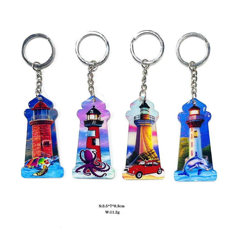 Custom Double Sided Printing Epoxy Acrylic Beach Flamingo Bahamas Souvenir Keychain