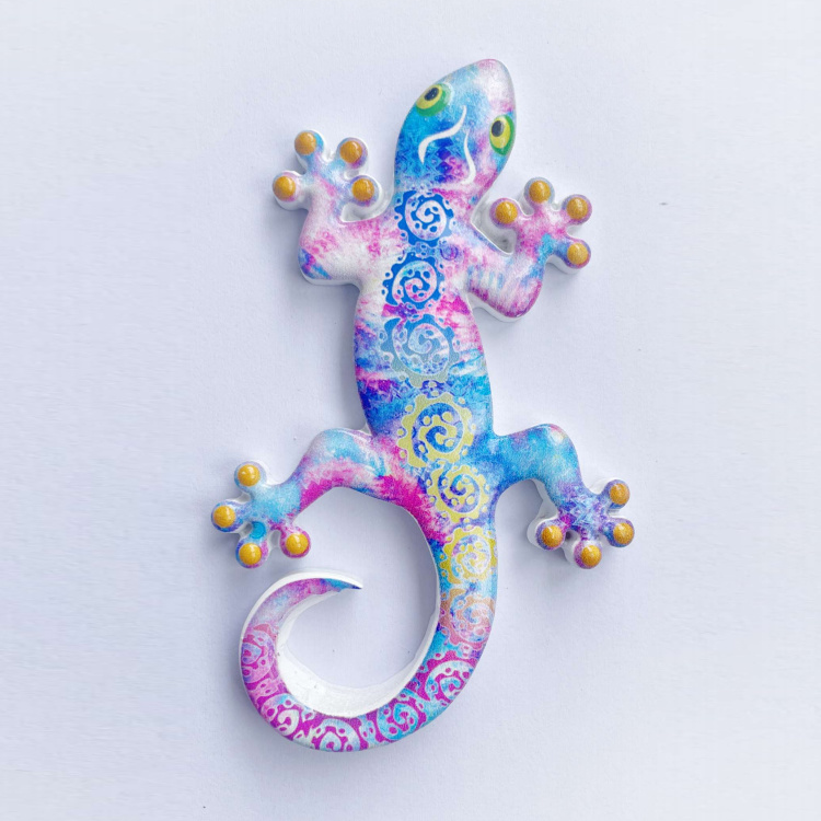 Custom Resin Printing Gecko Fridge Magnet Colorful Spain Souvenir Lizard Magnets