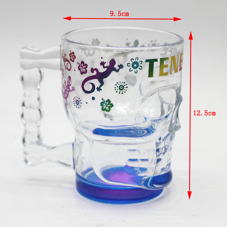 Custom Logo Tourist Souvenir Beer Mug Skull Glass Cup