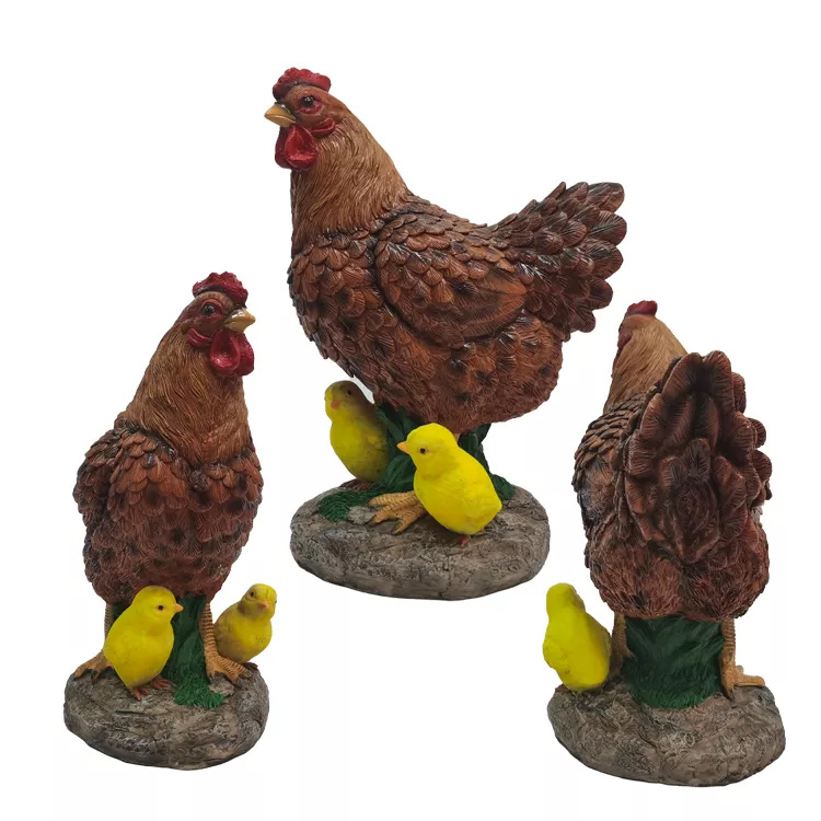 High Quality Custom Animal Sculpture Resin Chicken Garden Statues