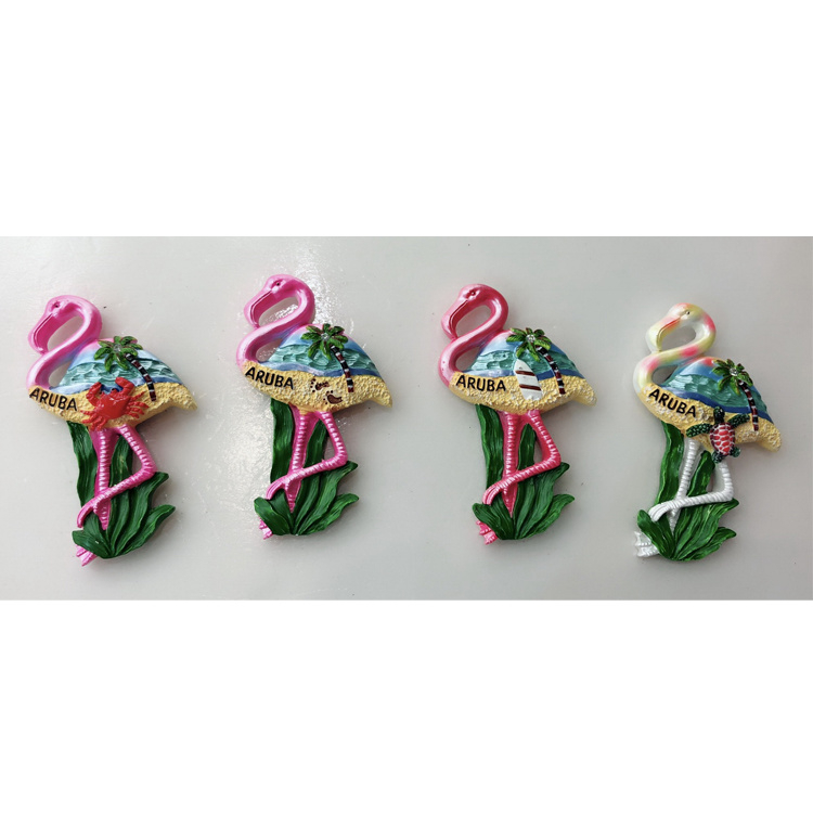 Custom Hand Painted Aruba Tourist Souvenir Resin Animal Magnet Turtle Flamingo Fridge Magnet