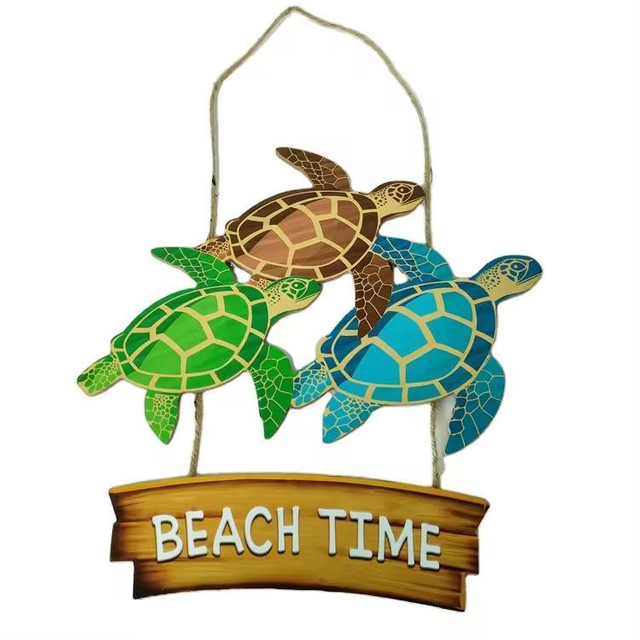 Custom UV Printing Beach Home Decoration Art MDF Wood Tropical Ocean Sea Turtle Wall Decor