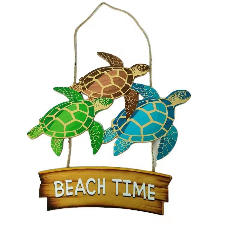 Custom UV Printing Beach Home Decoration Art MDF Wood Tropical Ocean Sea Turtle Wall Decor